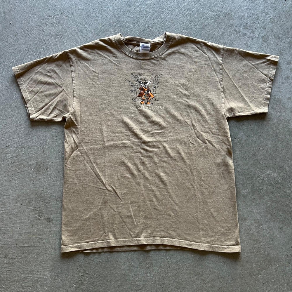 Vintage Bad Ass Hunter Shirt Size Large Brown Funny Outdoor Deer‎ Nature